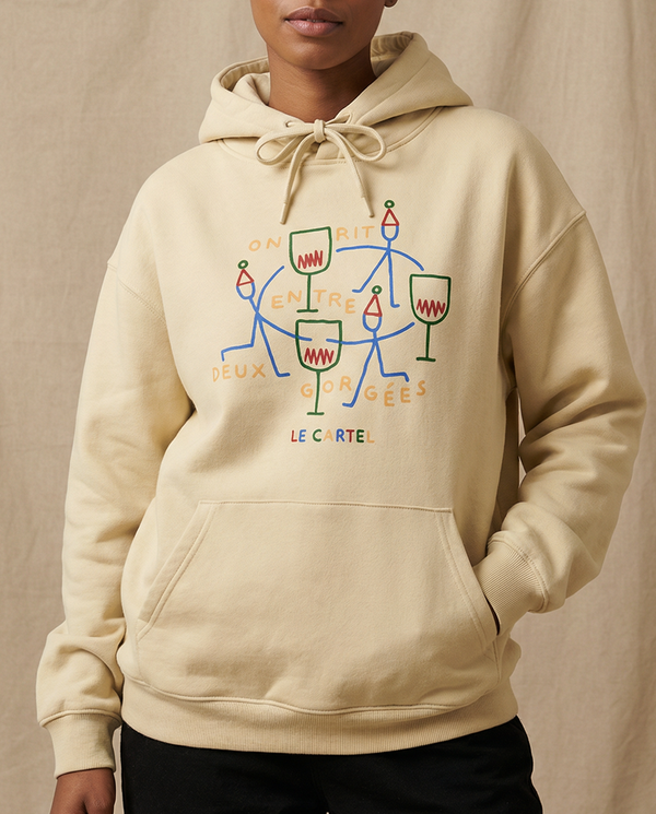 ENTRE DEUX GORGÉES・Hoodie unisexe・Crème